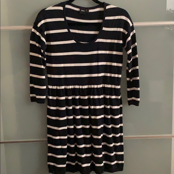 ASOS navy blue & white striped knit dress